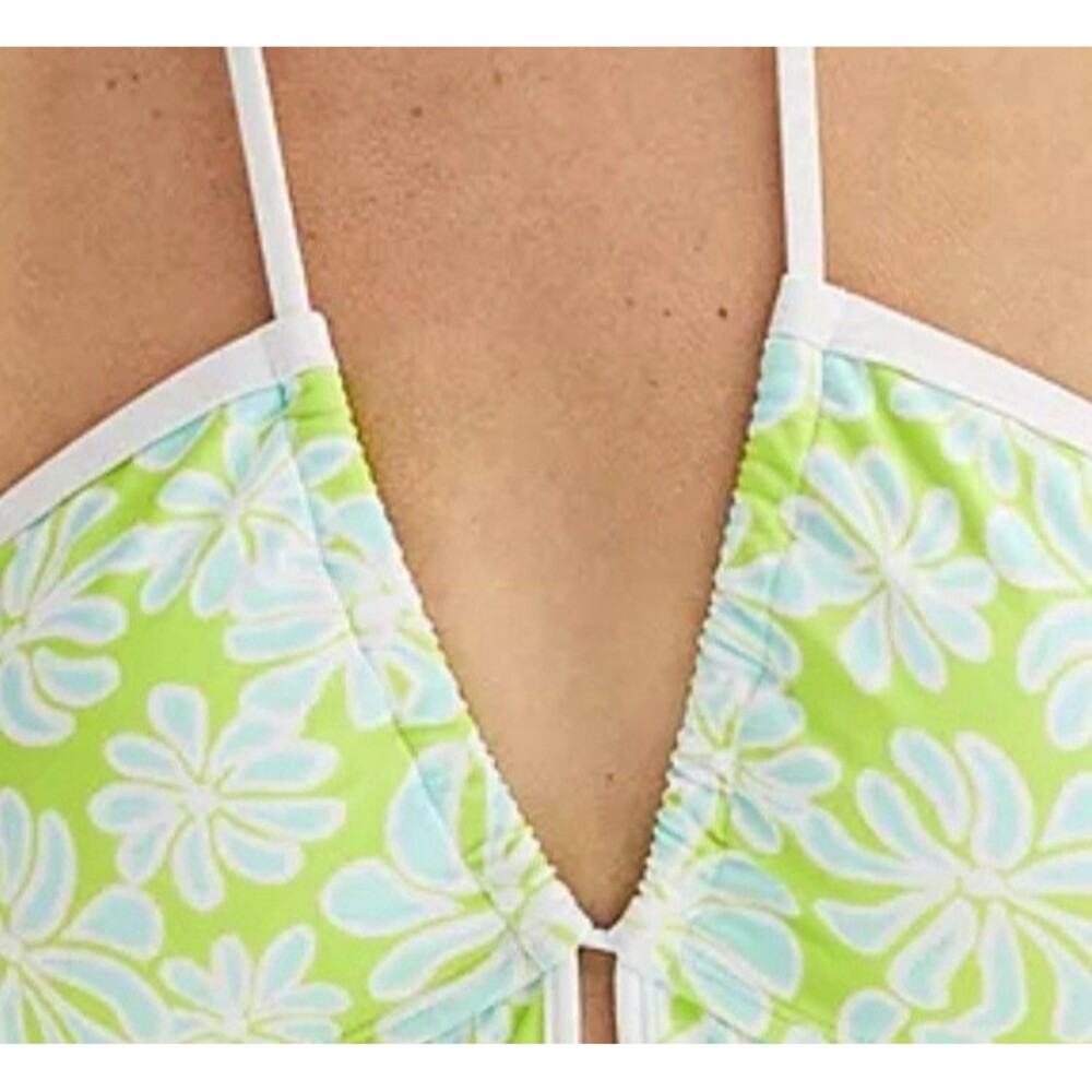 Ninety Nine Halter Top 1 Pc Swimsuit Lime Green Teal Junior's Size XL New W/Tag